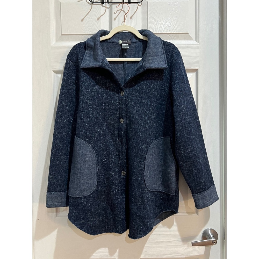 Damee Inc. Denim Style Jacket Cozy Pockets Button Up Coat Small